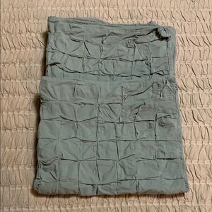 West Elm Puffed/Quilted Standard Size Cotton Sage Sham/ Pillowcases 2